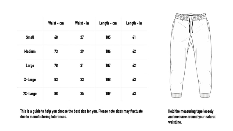 Size chart for Logo Joggers - Grey