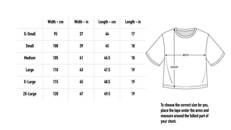 Size chart for Neon Sign Crop Top - Black