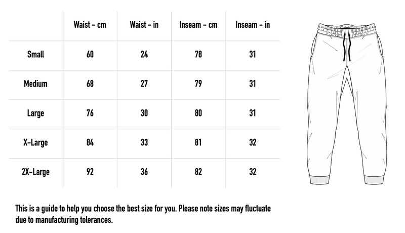 Size chart for Logo Joggers - Black