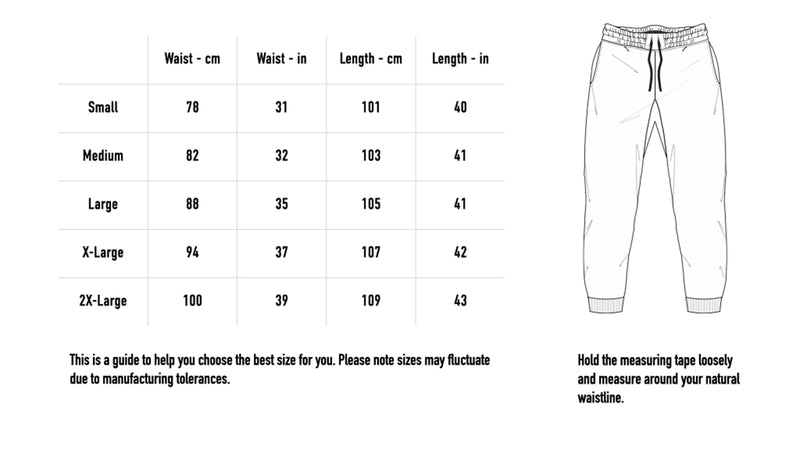 Size chart for Logo Joggers - Navy