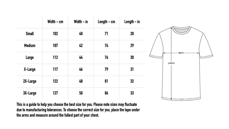 Size chart for 2026 Football Shirt - Home