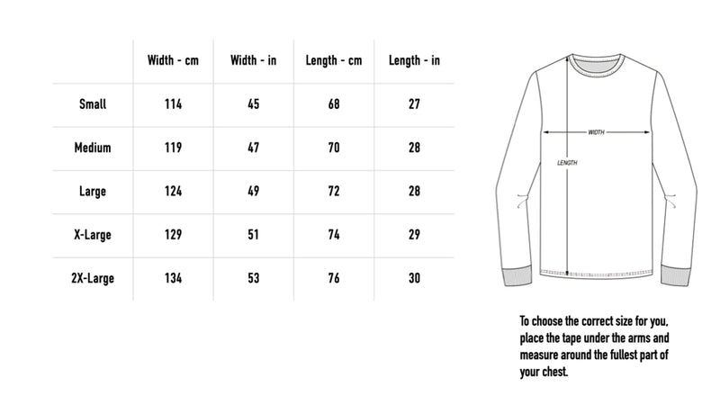 Size chart for Trees Rugby Punx Shirt – Supporting 4ED